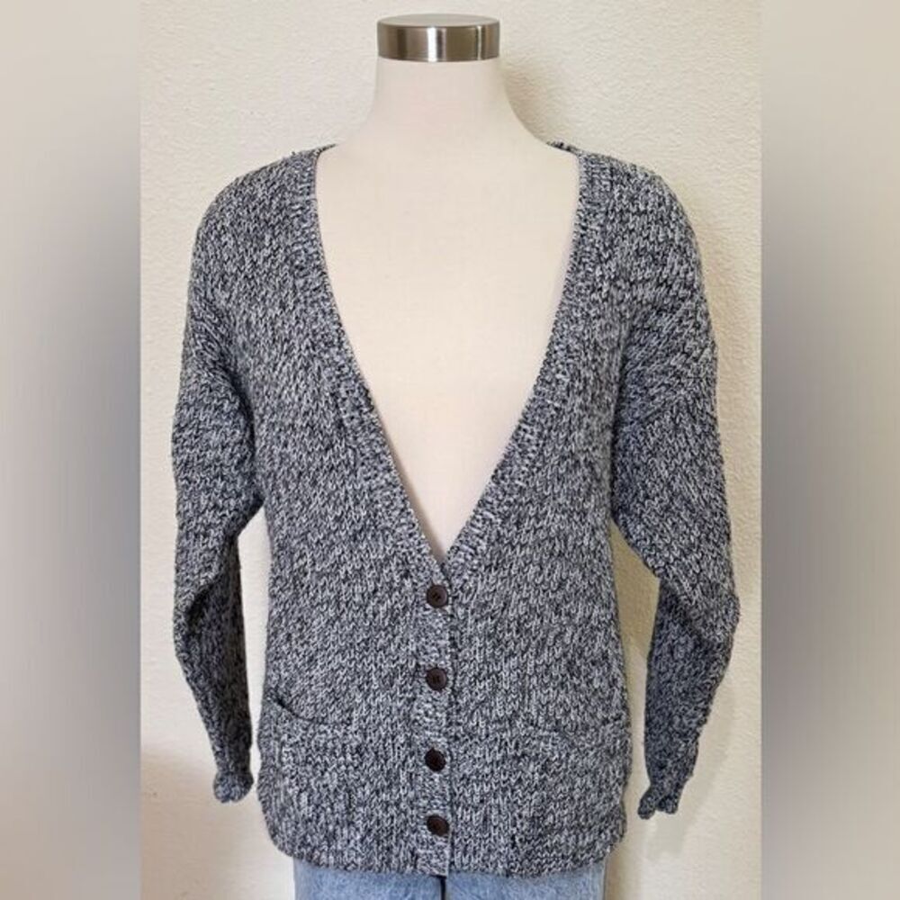 Vintage Marled Knit Button-Up Cardigan Small layers oversized neutral minimalist
